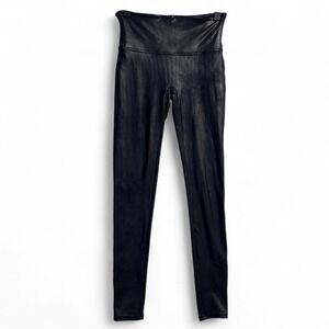 Spanx Sara Blakely Black Faux Leather Leggings Womens Size M High Waisted Slim